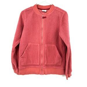 Columbia size small pink red‎ fleece full zip up pockets blade collar